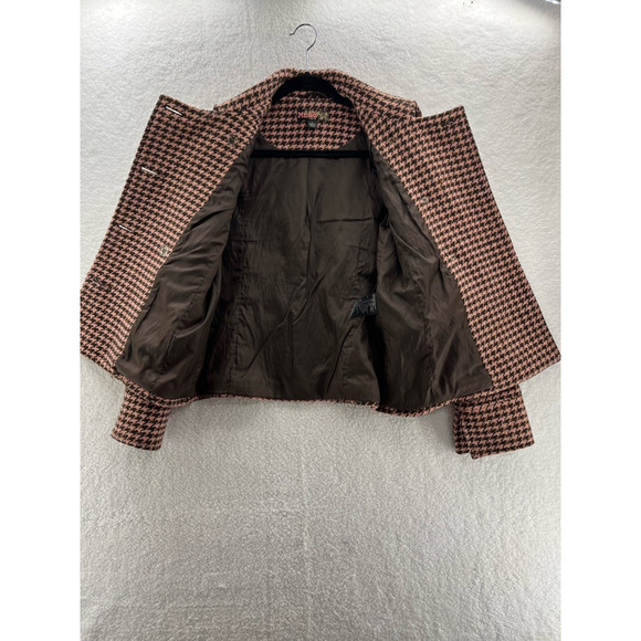 Mudd Women's Peacoat Jacket Houndstooth Button Pocket Lined Wool Blend Large - Picture 3 of 9